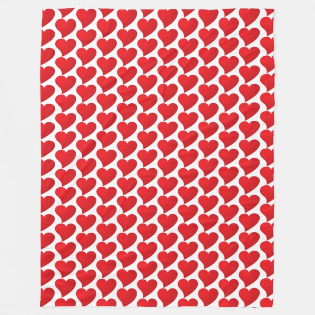 Big Red Heart, Love, white Valentine's day Fleece Blanket (Front)
