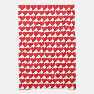 Big Red Heart, Love, white Valentine's day Tea Towel