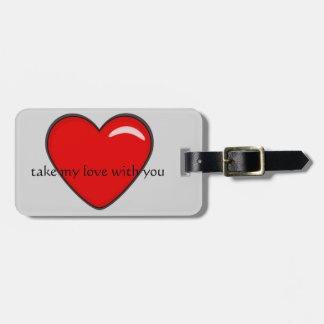 Big red heart luggage tag