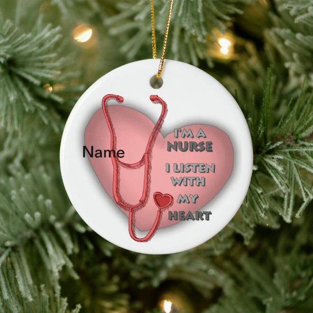 Big red heart nurse  ceramic tree decoration (Tree)
