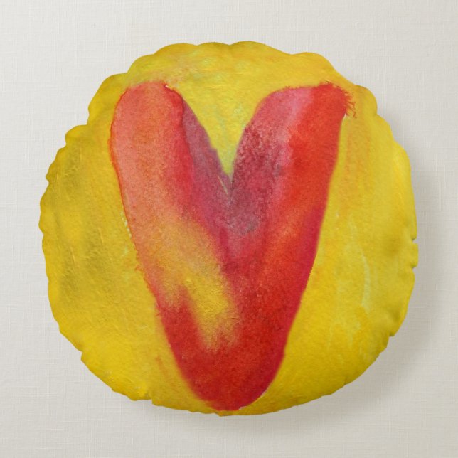 Big Red Heart Round Cushion (Front)
