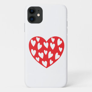 Big red heart with little hearts iPhone 11 case