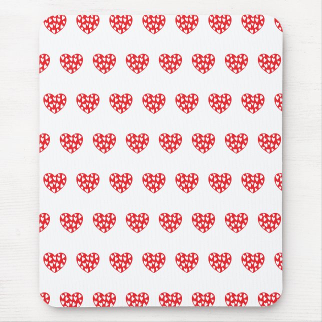Big red heart with little hearts mouse mat (Front)