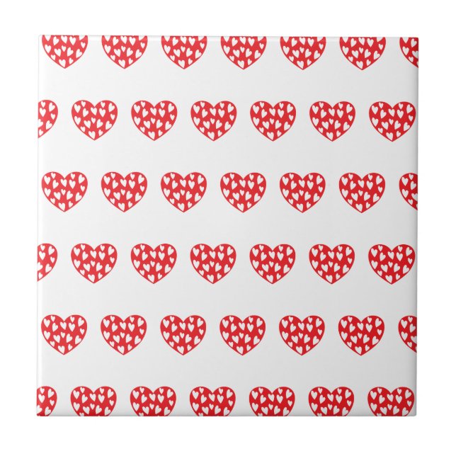 Big Red Heart With Little Hearts Tile (Front)