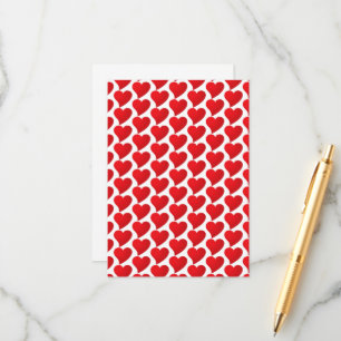 Big Red Hearts pattern white Valentine's day Enclosure Card