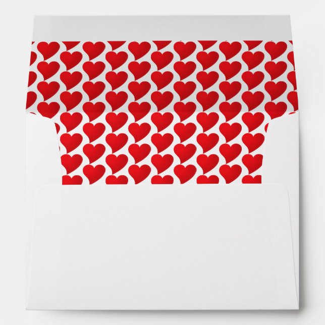 Big Red Hearts pattern white Valentine's day Envelope (Back (Bottom))
