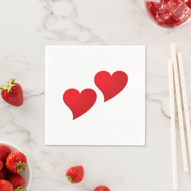 Big Red Hearts pattern white Valentine's day paper Napkin (Insitu)