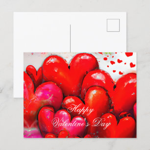 Big red hearts valentine postcard