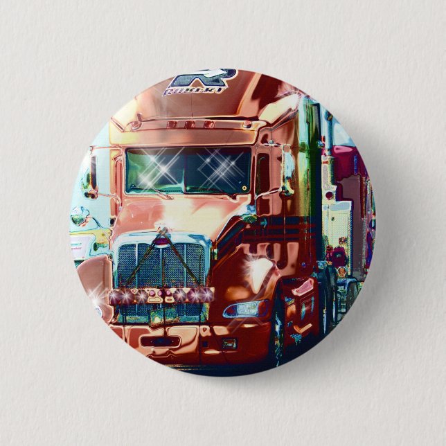 Big Red Heavy Truck for Truckers & Truck-Lovers 6 Cm Round Badge (Front)
