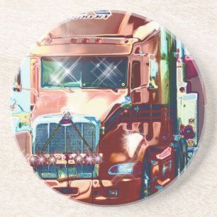 Big Red Heavy Truck for Truckers & Truck-Lovers Coaster
