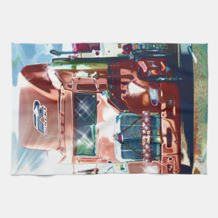 Big Red Heavy Truck for Truckers & Truck-Lovers Tea Towel