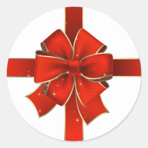 Big Red Holiday Bow Classic Round Sticker