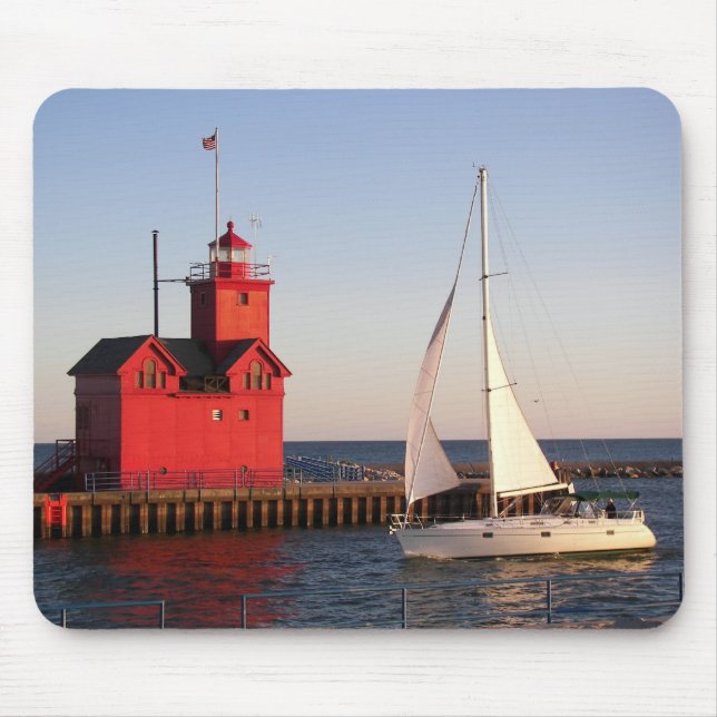 Big Red Holland lighthouse Mouse Mat (Front)
