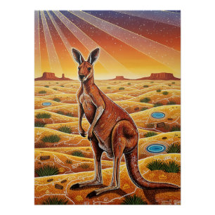 Big Red Kangaroo in Australian outback Poster