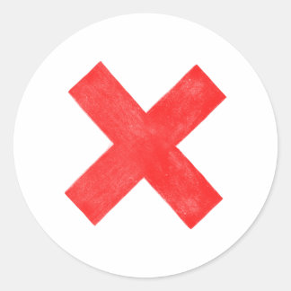 big red letter x classic round sticker