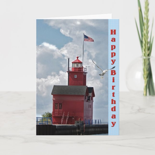 Big Red Lighthouse Birthday Card (Front)