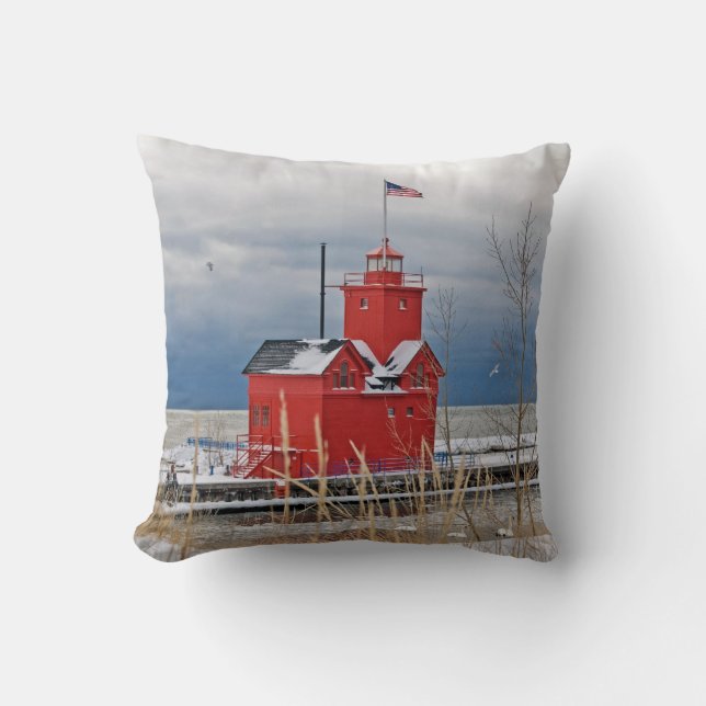 Big Red Lighthouse Cushion (Front)