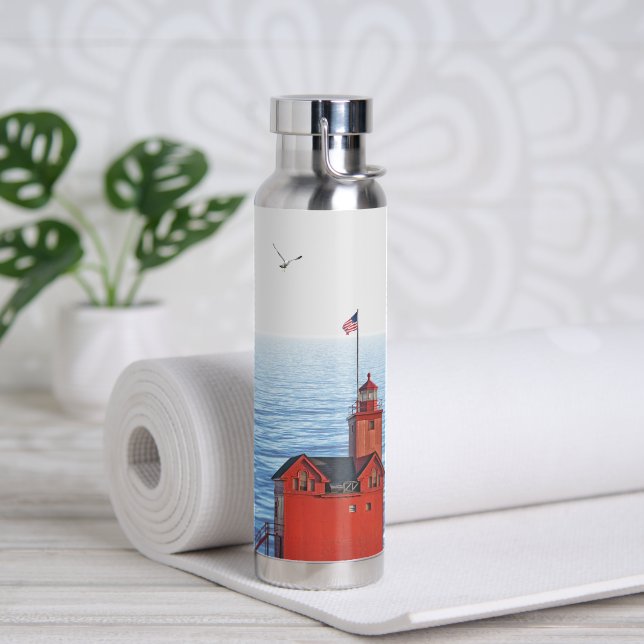 Big Red Lighthouse In Michigan Water Bottle (Yoga)