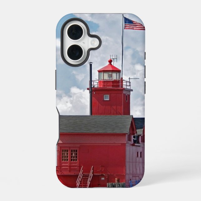 "Big Red" Lighthouse iPhone 16 Case (Back)