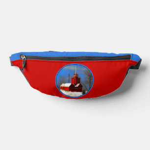 Big Red Lighthouse Painting Holland Original Art Bum Bags