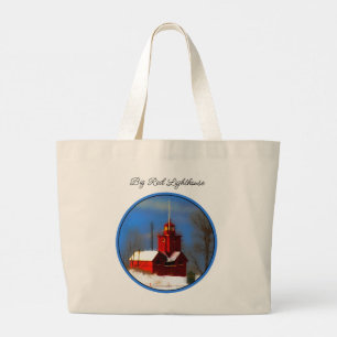 Big Red Lighthouse Painting Holland Original Art Large Tote Bag