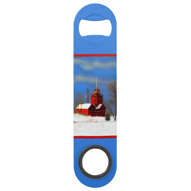 Big Red Lighthouse Painting - Original Art (Front)