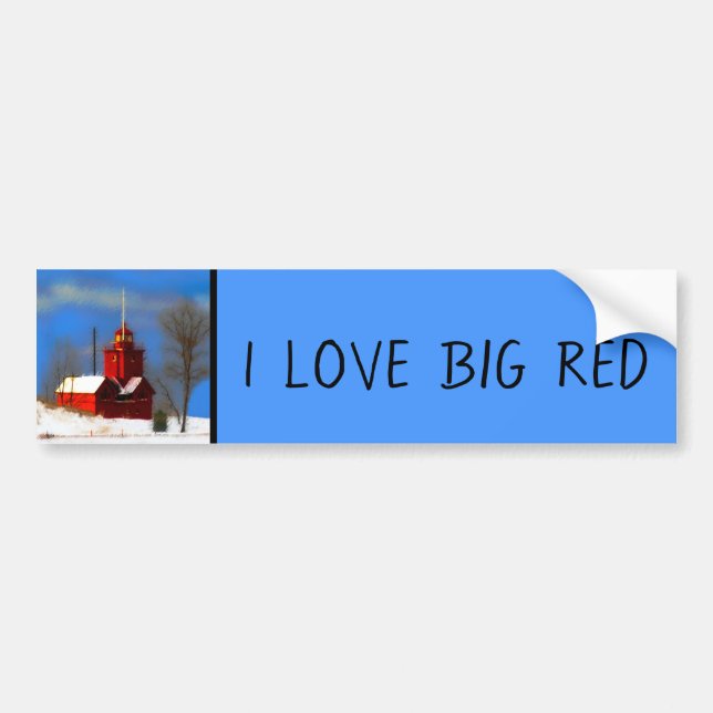 Big Red Lighthouse Painting - Original Art Bumper Sticker (Front)