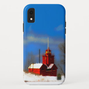 Big Red Lighthouse Painting - Original Art iPhone XR Case