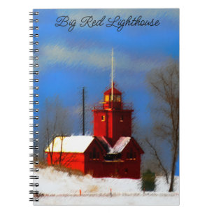 Big Red Lighthouse Painting - Original Art Notebook