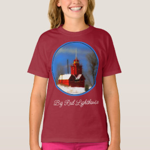 Big Red Lighthouse Painting - Original Art T-Shirt