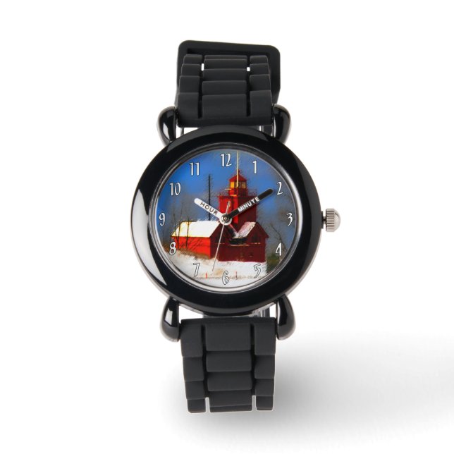 Big Red Lighthouse Painting - Original Art Watch (Front)