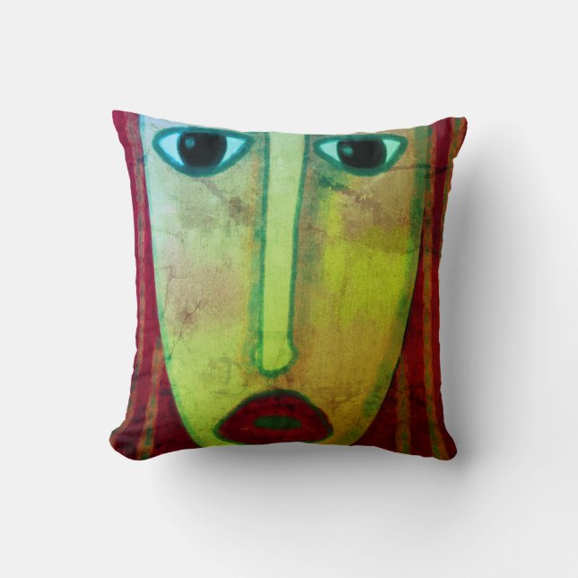 Big Red Lips Abstract Art Cushion (Front)