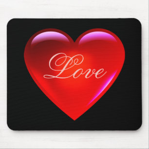 Big red love heart/lots of love/loving heart-black mouse mat