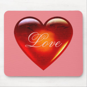 Big red love heart/lots of love/loving heart-pink mouse mat