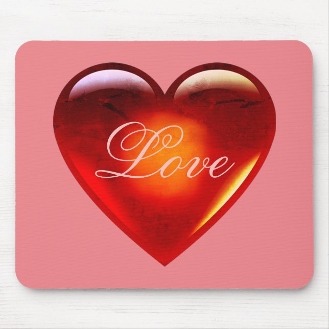 Big red love heart/lots of love/loving heart-pink mouse mat (Front)