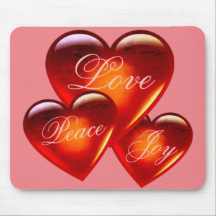 Big red love heart/lots of love/loving heart-pink mouse mat