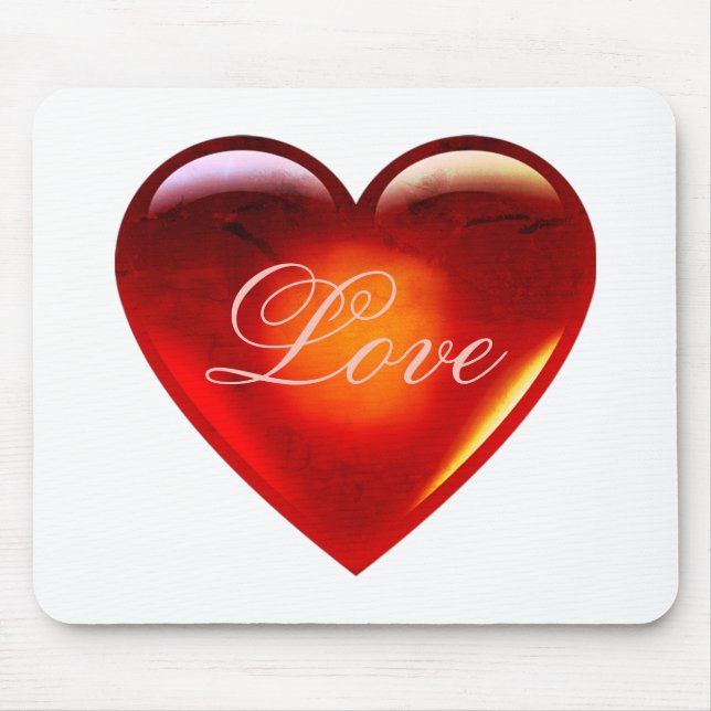 Big red love heart/lots of love/loving heart-white mouse mat (Front)