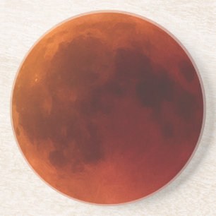 Big Red Lunar Eclipse Moon Graphic Coaster