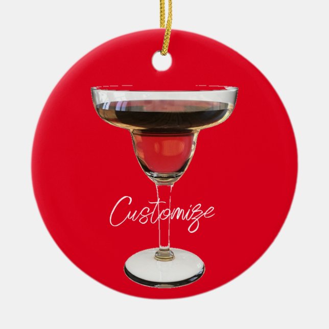 Big Red Margarita Cocktail Drink Thunder_Cove Ceramic Tree Decoration (Front)