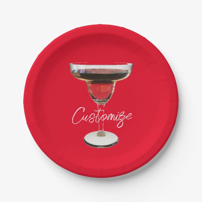 Big Red Margarita Cocktail Drink Thunder_Cove Paper Plate (Front)