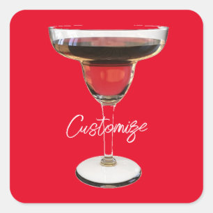 Big Red Margarita Cocktail Drink Thunder_Cove Square Sticker