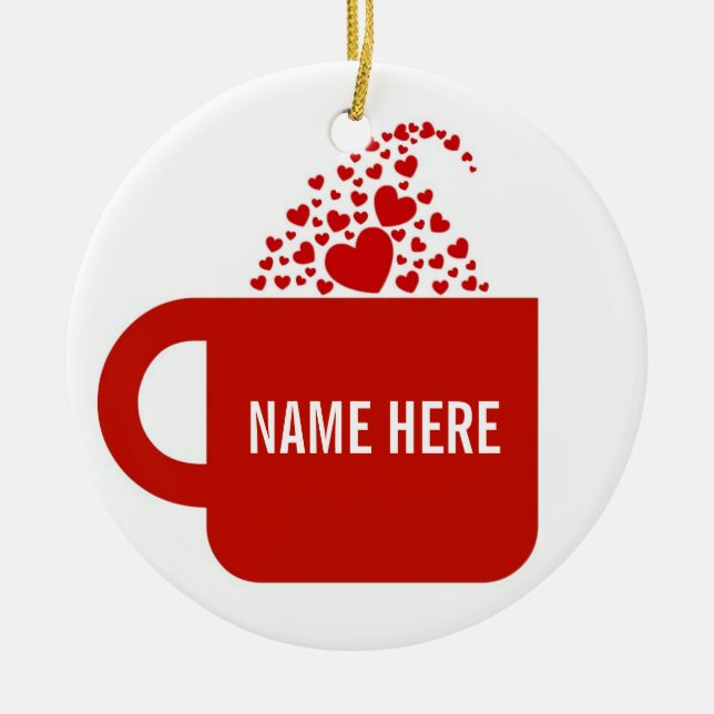 Big Red Mug Ceramic Tree Decoration (Front)