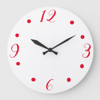 Big Red Numbers  On A White Clock