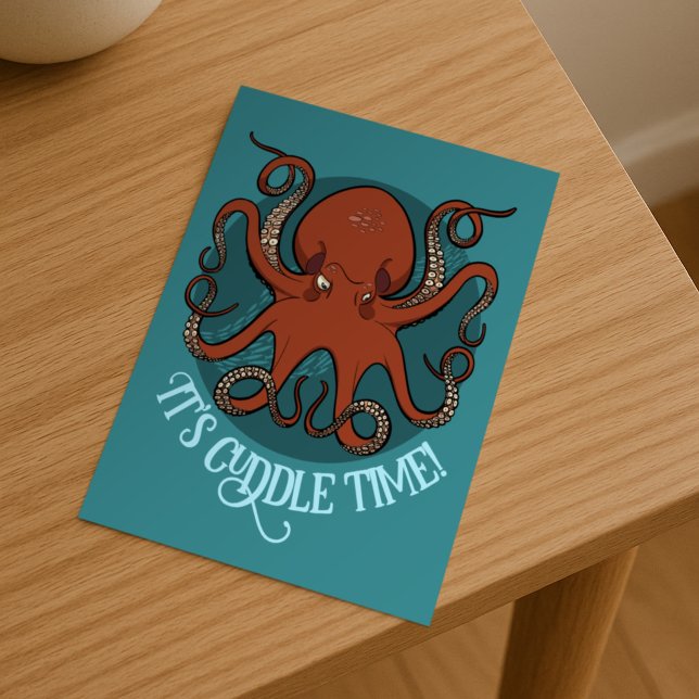 Big Red Octopus Custom Text Nautical Theme Artwork Postcard (Creator Uploaded)