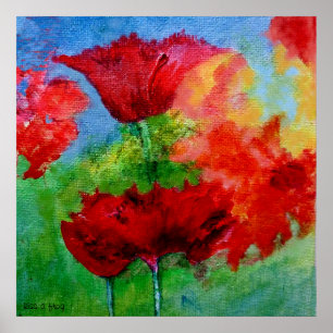 Big Red Poppies Poster
