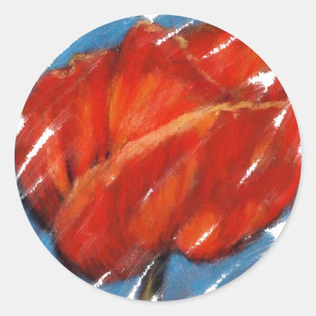 BIG RED POPPY CLASSIC ROUND STICKER (Front)