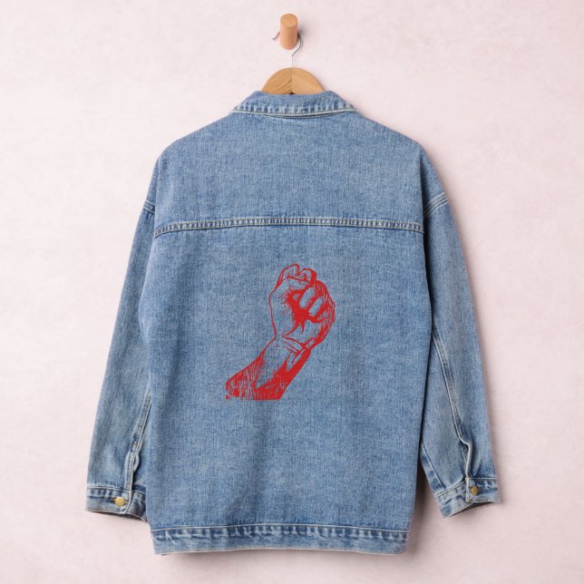 Big Red Raised Defiant Fist Denim Jacket (Hangar)