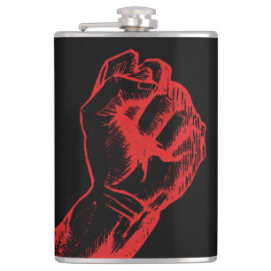 Big Red Raised Defiant Fist Hip Flask