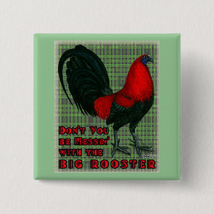 Big Red Rooster 15 Cm Square Badge