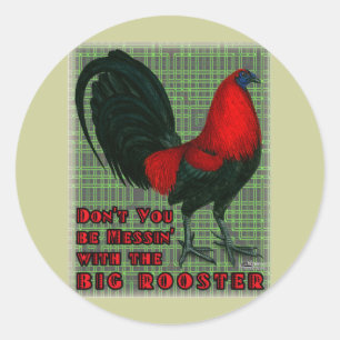 Big Red Rooster Classic Round Sticker